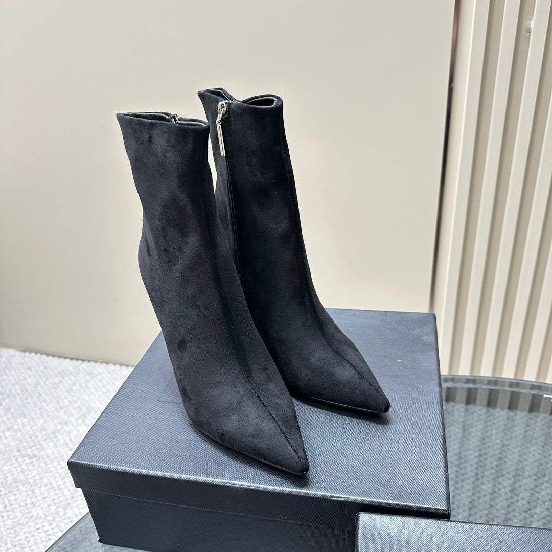 Luxury Saint Laurent SL OPYUM HEELED BOOT BLACK SUEDE