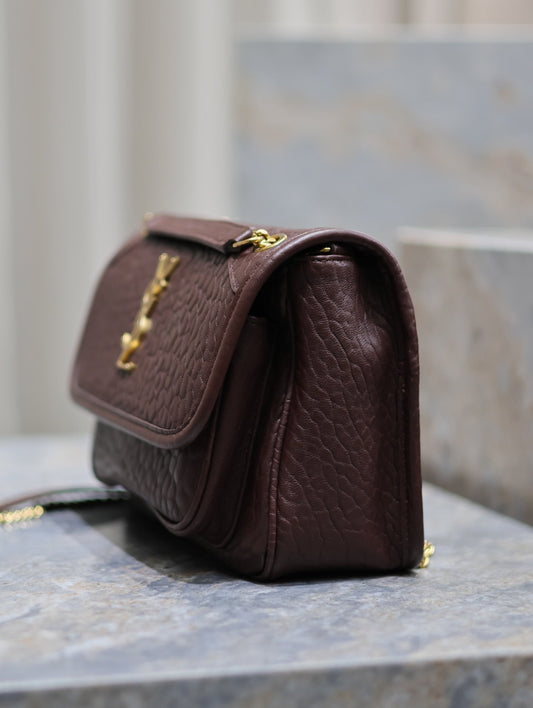 Luxury Saint Laurent JAMIE POCHON 38 IN ARMY GREEN LAMBSKIN GOLD HARDWARE
