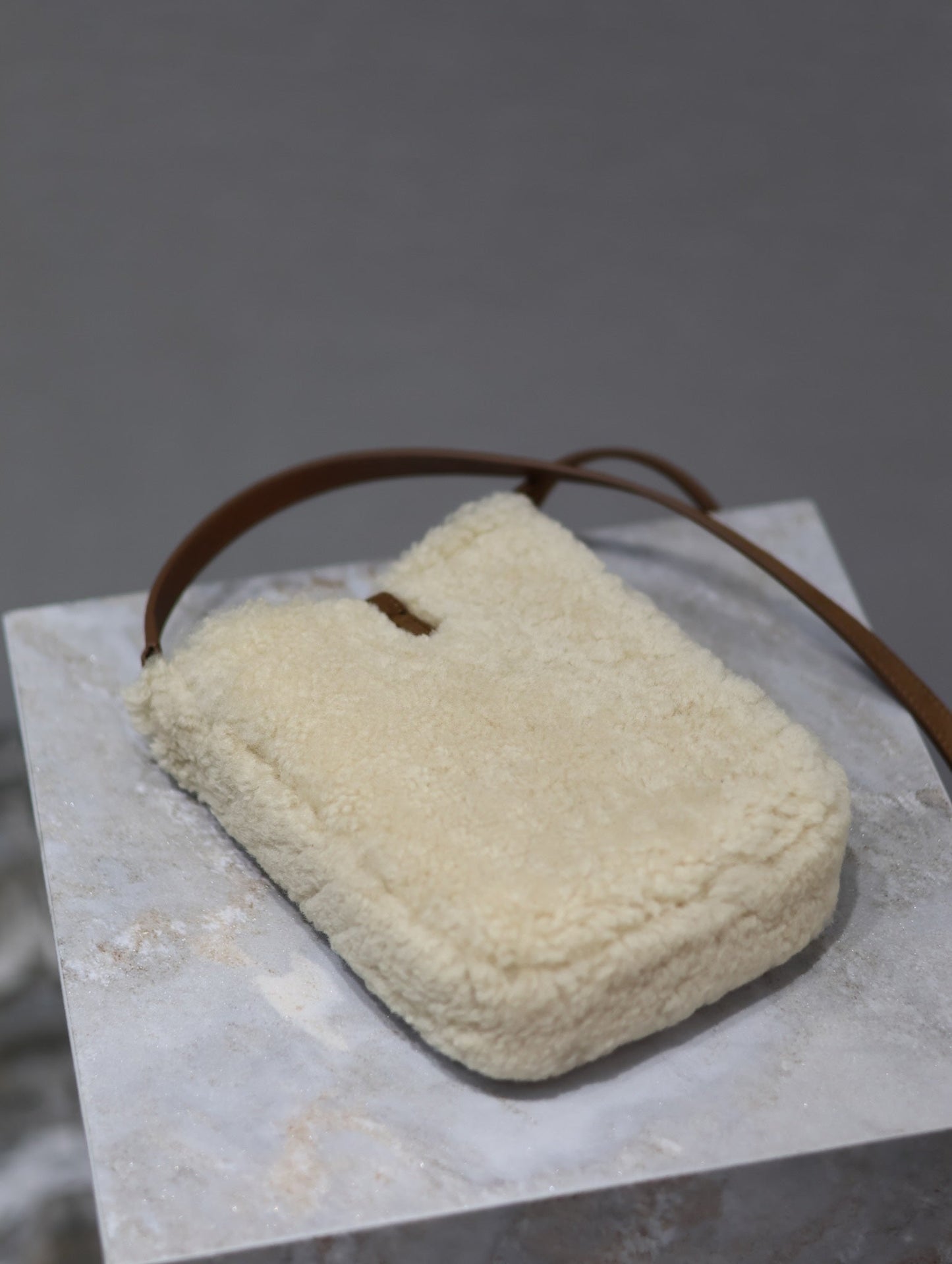Luxury Saint Laurent LE 5 À 7 HOBO BAG 18 IN CREAM SHEARLING AND BROWN SUEDE TRIM