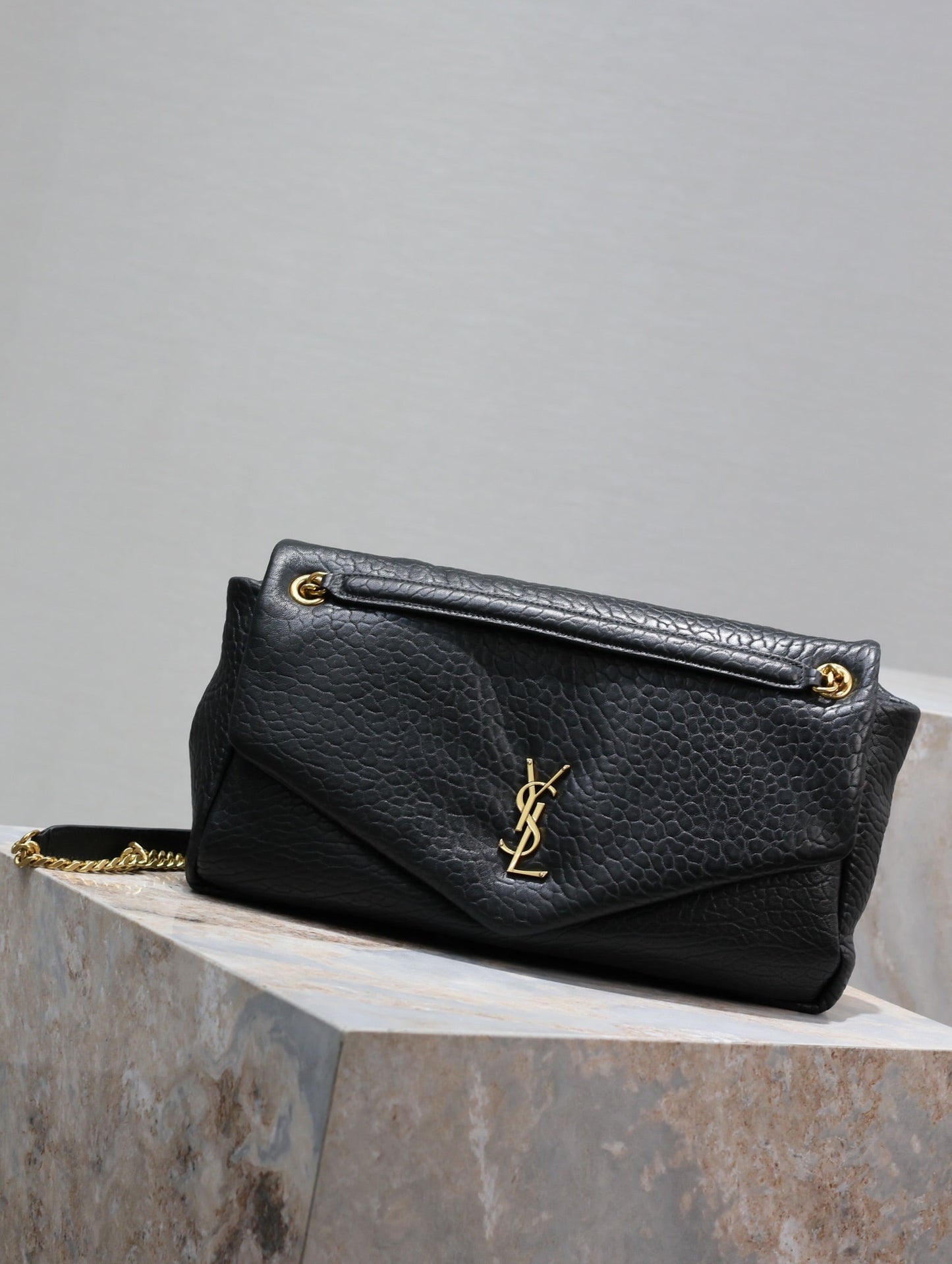 Luxury Saint Laurent CALYPSO BAG 35 IN BLACK LAMBSKIN GOLD HARDWARE
