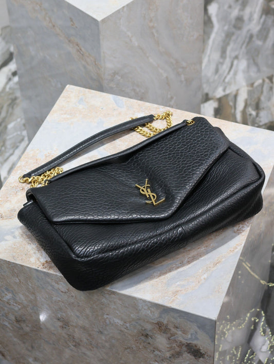 Luxury Saint Laurent CALYPSO BAG 35 IN BLACK LAMBSKIN GOLD HARDWARE