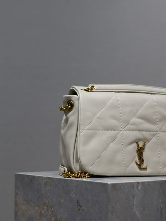 Luxury Saint Laurent JAMIE 4.3 SMALL BAG 25 IN WHITE LAMBSKIN GOLD HARDWARE