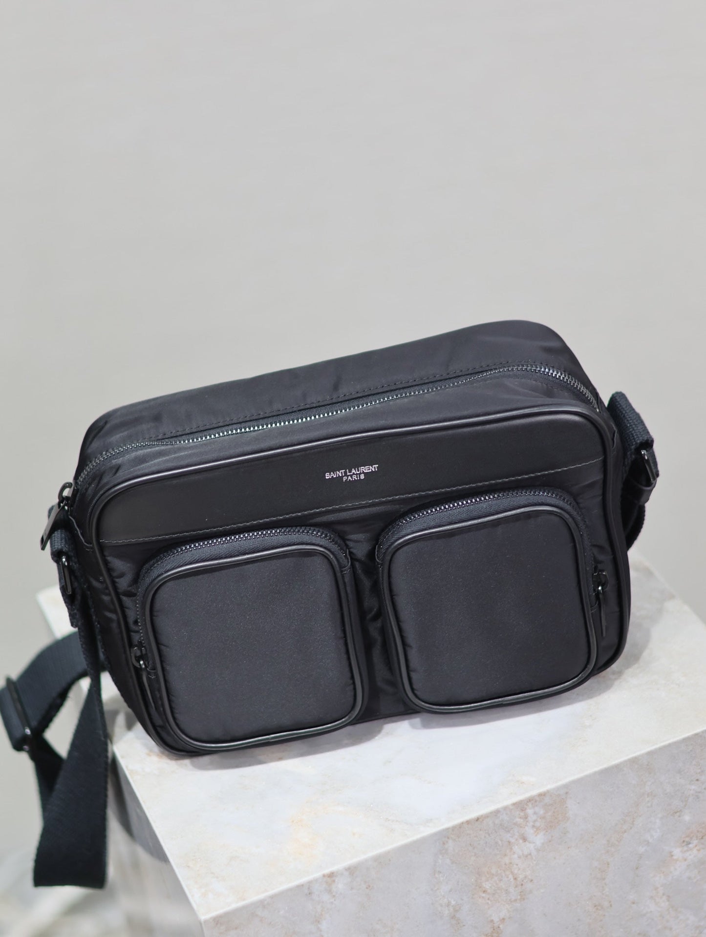 Luxury Saint Laurent CITY CAMERA BAG 24 IN BLACK ECONYL