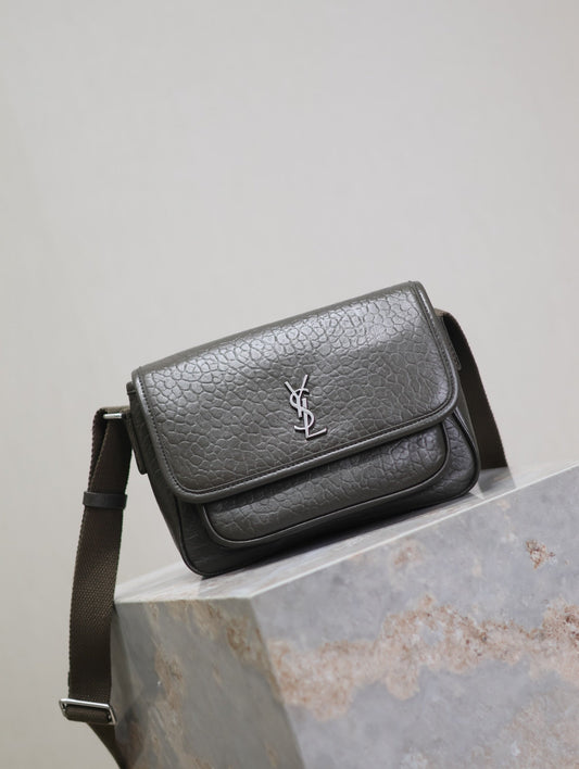 Luxury Saint Laurent NIKI BABY 22 IN UNIFORM GREEN LAMBSKIN SILVER LOGO
