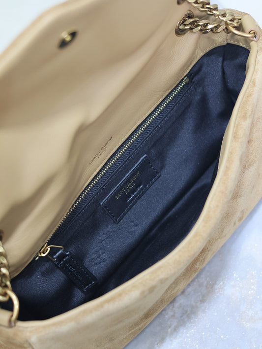 Luxury Saint Laurent CALYPSO BAG 26 IN CIDER BROWN SUEDE GOLD HARDWARE