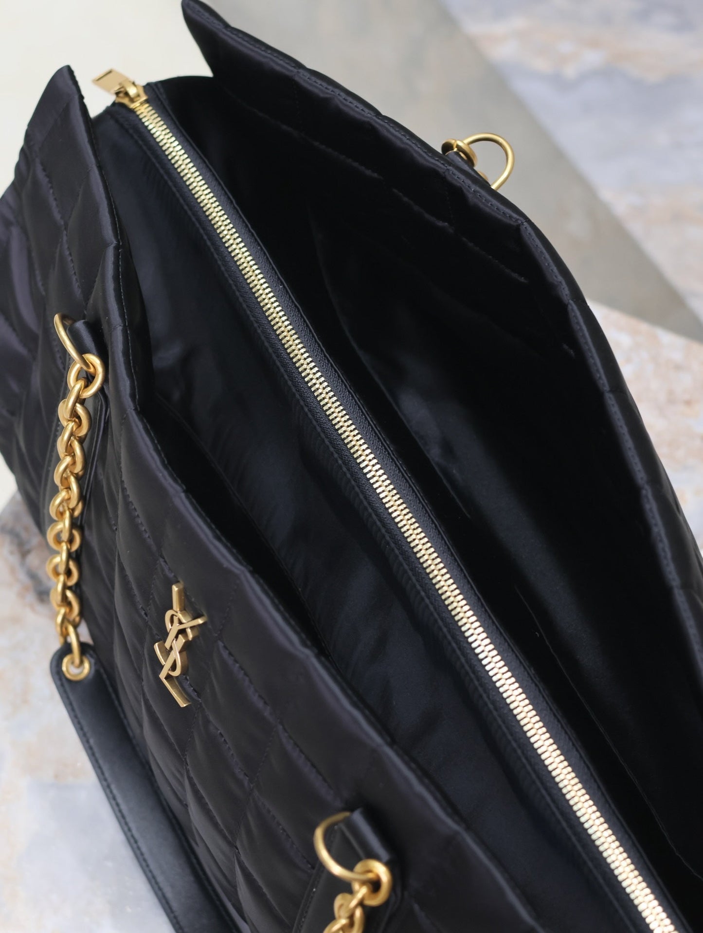 Luxury Saint Laurent TRAVEL BAG 42 IN BLACK NYLON AND LEATHER TRIM GOLD HARDWARE