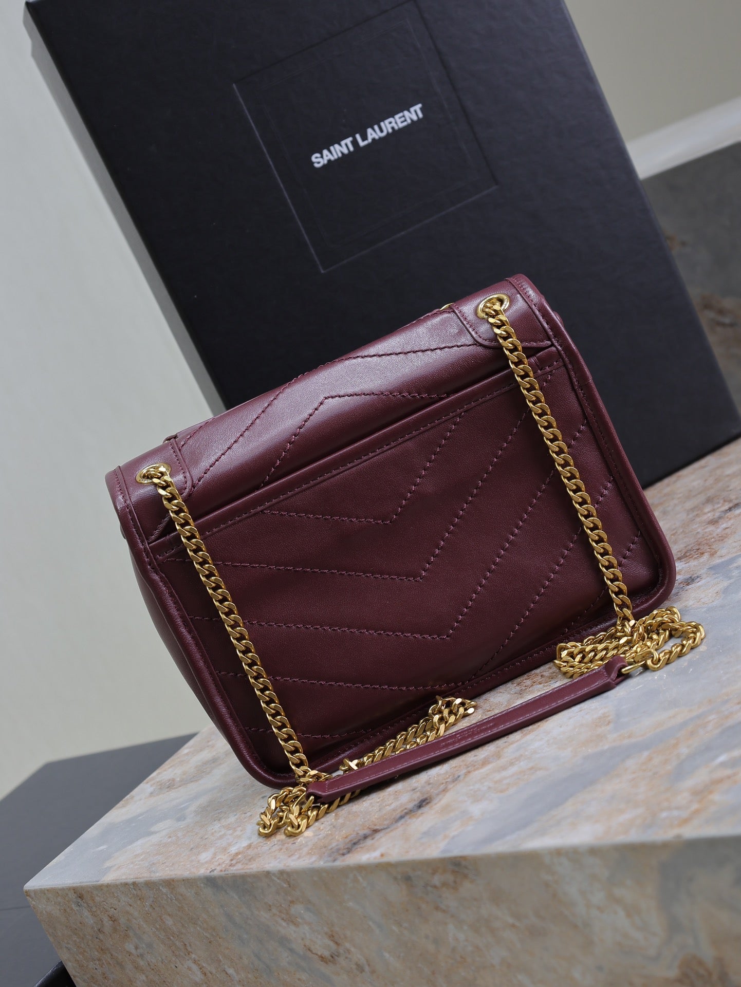 Luxury Saint Laurent NIKI BABY 22 IN WINE RED LAMBSKIN GOLD CHAIN