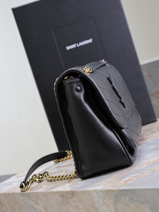Luxury Saint Laurent NIKI MEDIUM 28 IN BLACK LAMBSKIN BLACK LOGO GOLD CHAIN