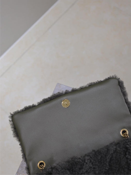 Luxury Saint Laurent JAMIE BAG 25 IN DARK GRAY LAMB WOOL