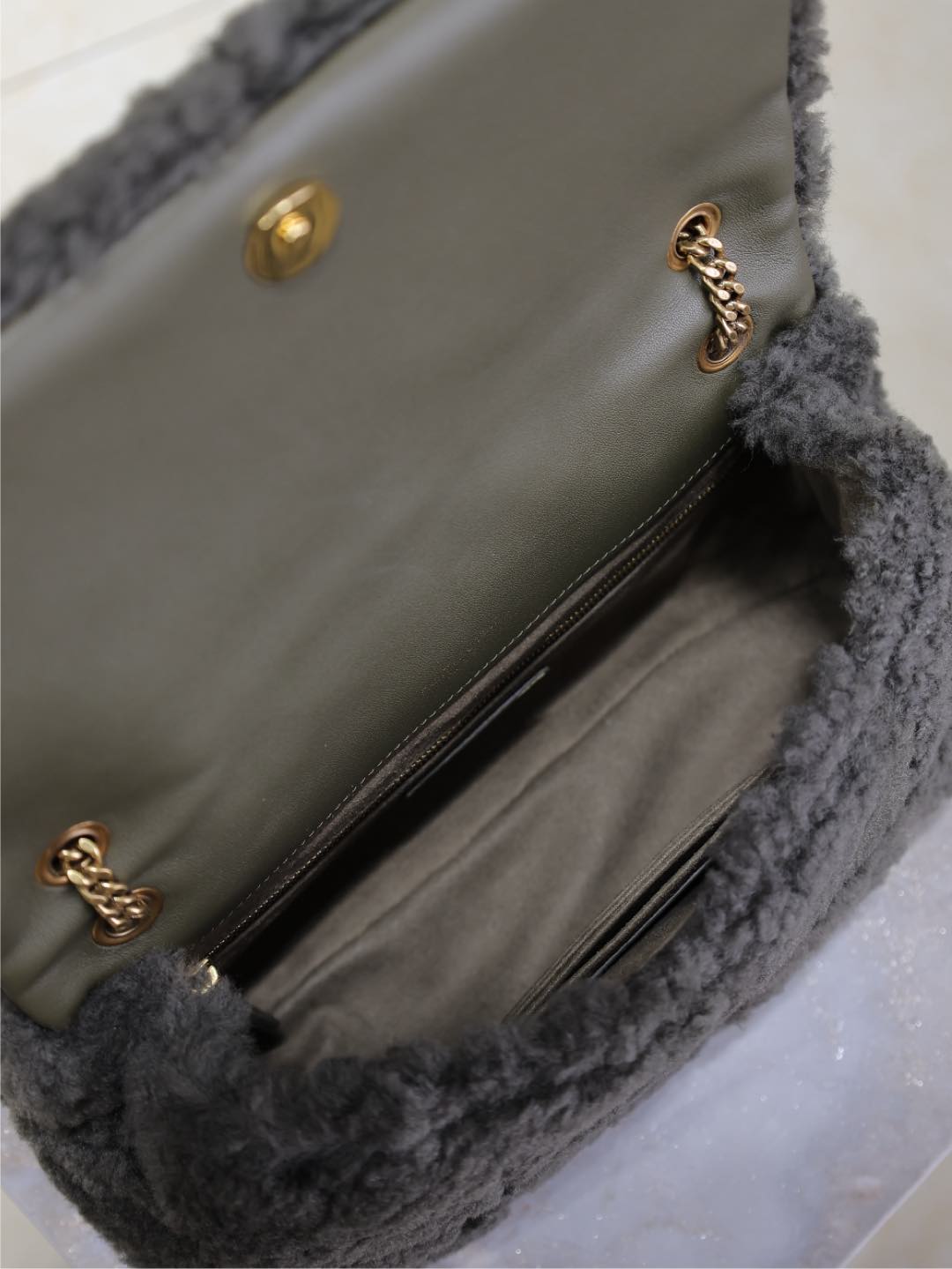 Luxury Saint Laurent JAMIE BAG 25 IN DARK GRAY LAMB WOOL