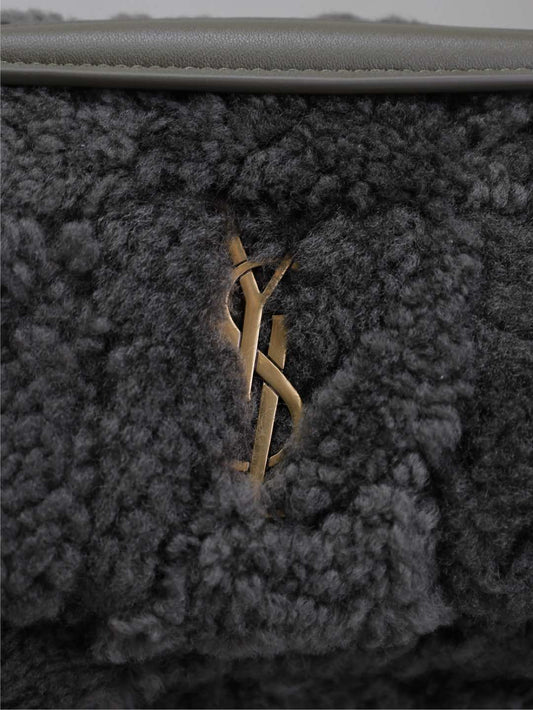 Luxury Saint Laurent JAMIE BAG 20 IN DARK GRAY LAMB WOOL