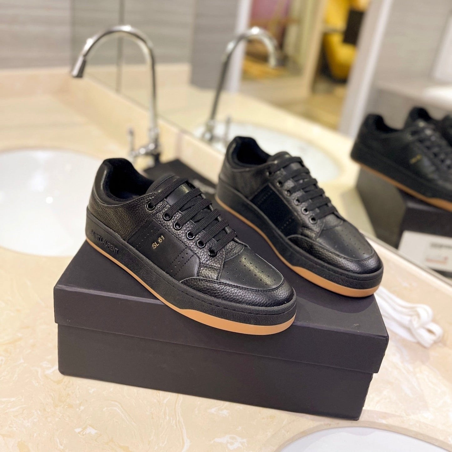 Luxury Saint Laurent SL SL/61 SNEAKERS BLACK PERFORATED CALFSKIN