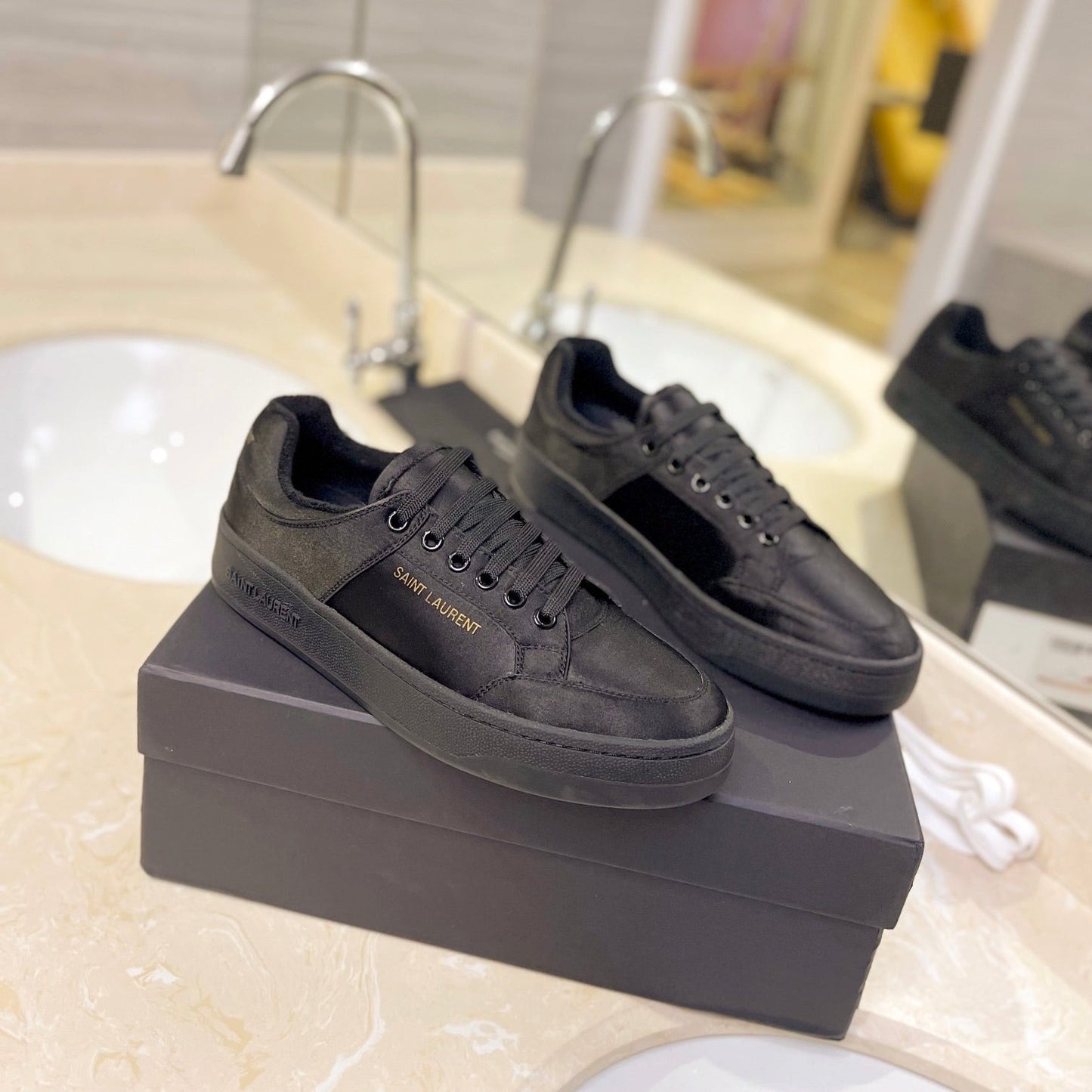 Luxury Saint Laurent SL SL/61 SNEAKERS BLACK SATIN