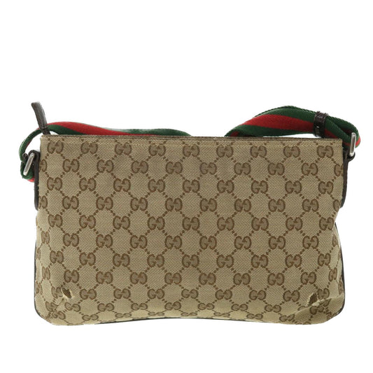 Luxury Gucci GG Canvas Shoulder Bag Web Sherry Line Beige Red Green 91762 ki3523