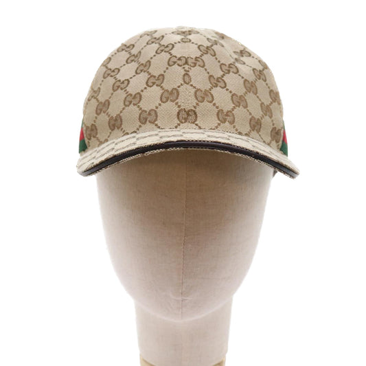 Luxury Gucci GG Canvas Web Sherry Line Cap L Beige Red Green 200035 ki3545