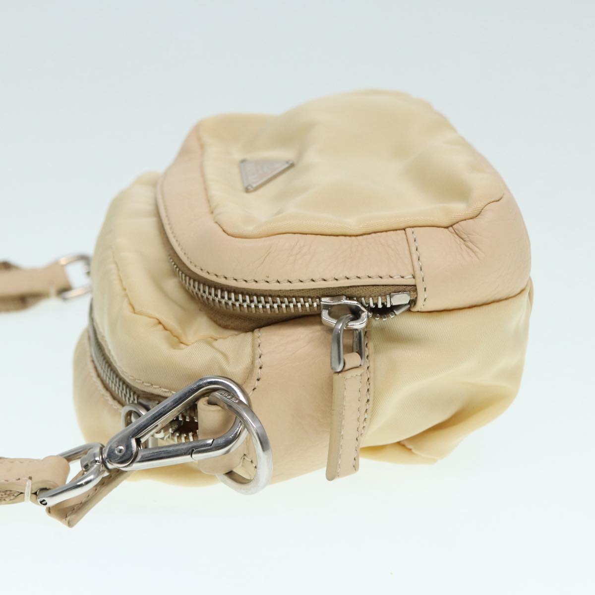 Luxury Prada Pouch Nylon Beige Silver ki4892