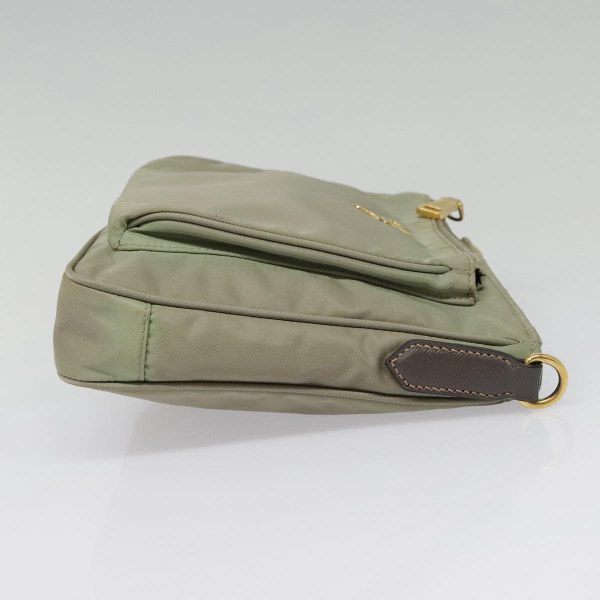 Luxury Prada Shoulder Bag Nylon Khaki Gold ki4948
