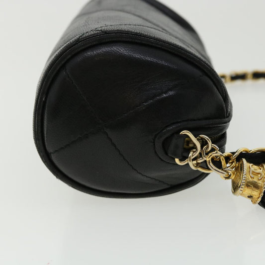 Luxury Chanel COCO Mark FringeChain Shoulder Bag Lamb Skin Black CC knn088