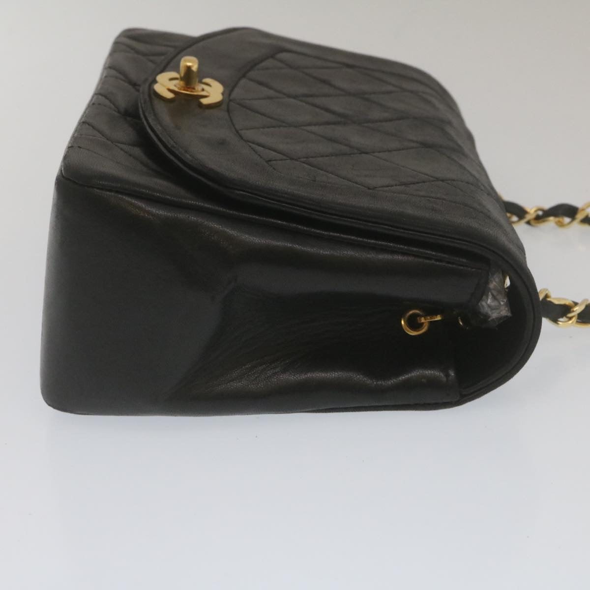 Luxury Chanel Matelasse Turn Lock Diana Chain Shoulder Bag Lamb Skin Black lt403A