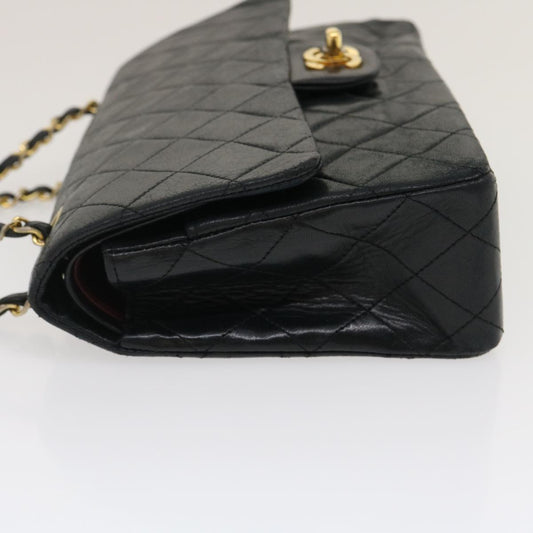 CHANEL Classic Matelasse 25 Chain Flap Shoulder Bag Lamb Skin Black lt448A