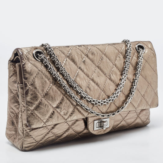 CHANEL Metallic Quilted Aged Leather Reissue 2.55 Classic 226 Flap Bag