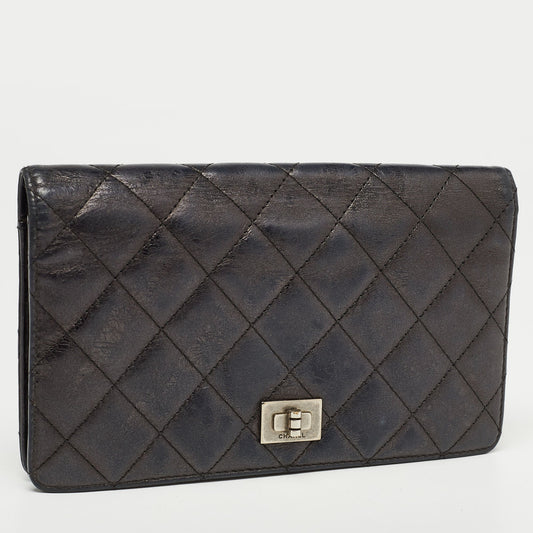 CHANEL Black Quilted Leather Reissue Continental Wallet