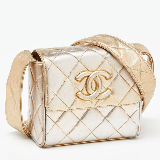 CHANEL Gold Quilted Leather CC Flap Shoulder Bag
