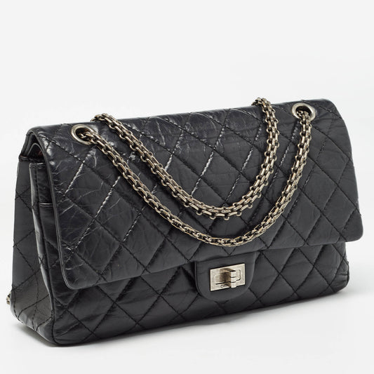 CHANEL Black Quilted Aged Leather Reissue 2.55 Classic 226 Flap Bag