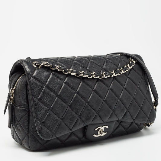 CHANEL Black Quilted Leather Easy Flap Bag