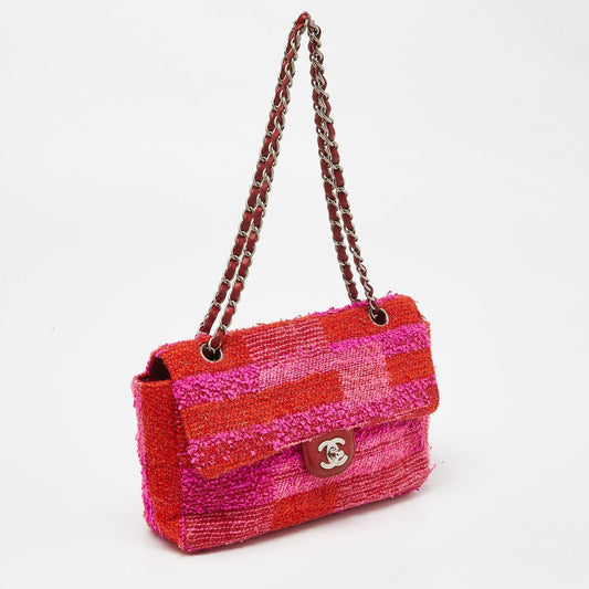 CHANEL Multicolor Tweed Medium Classic Single Flap Bag