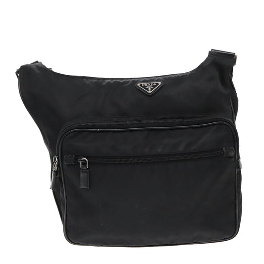 Luxury Prada Shoulder Bag Nylon Black Silver mr515