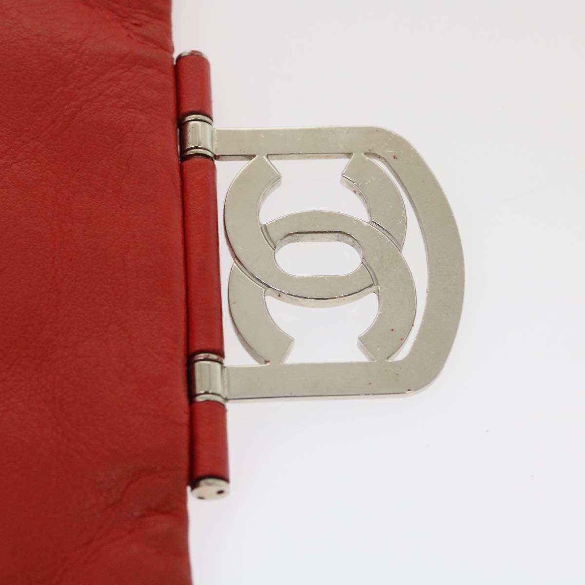 CHANEL Matelasse Chain Flap Shoulder Bag Lamb Skin Turn Lock Red CC 35174A