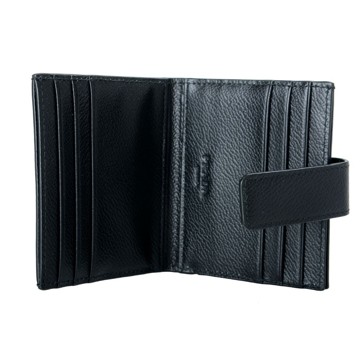Luxury PradaBlack Vitello Grain Leather Card Bifold Wallet