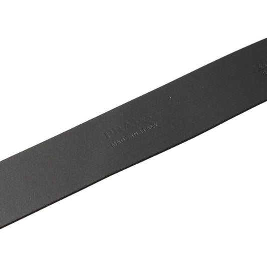 Luxury PradaMens Navy Blue Saffiano Leather Belt Brushed Silver Buckle 105/42