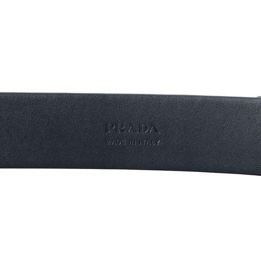 Luxury PradaMens Navy Saffiano Leather Belt Silver Belt Buckle Size 100/40