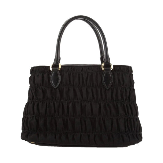 Luxury PradaTessuto Gaufre Nylon Small Black Satchel Handbag