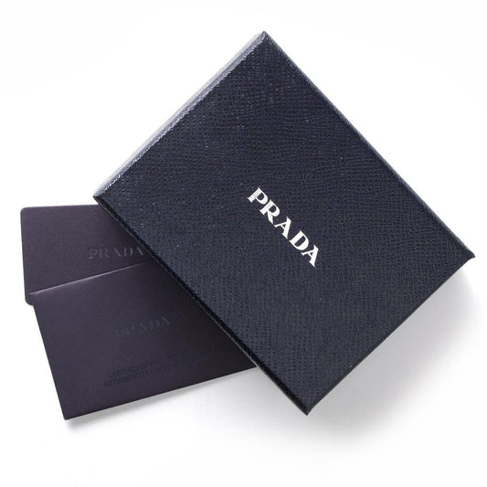 Luxury PradaVitello Grain Argilla Grey Leather Small Card Holder Wallet