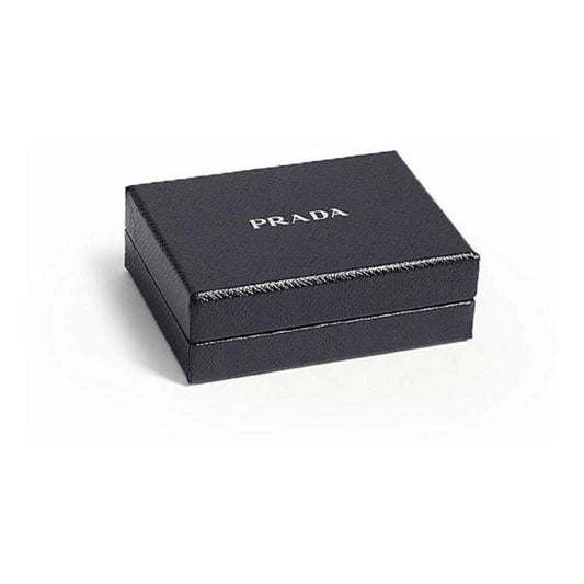 Luxury PradaVitello Grain Leather Card Holder Cipria Beige Gold Logo