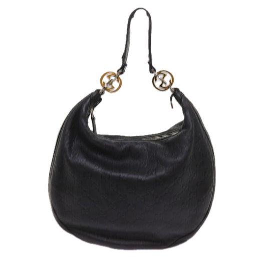 GUCCI GG Canvas Guccissima Shoulder Bag Black 232962 tb1033