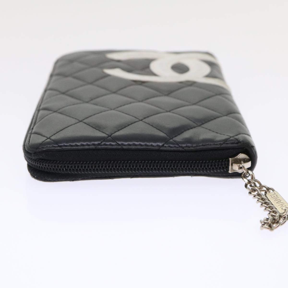 Luxury Chanel Cambon Line Long Wallet Lamb Skin Black CC th3796