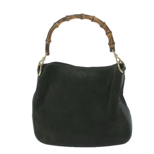 GUCCI Bamboo Hand Bag Suede 2way Black 001 1014 1638 0 th4447