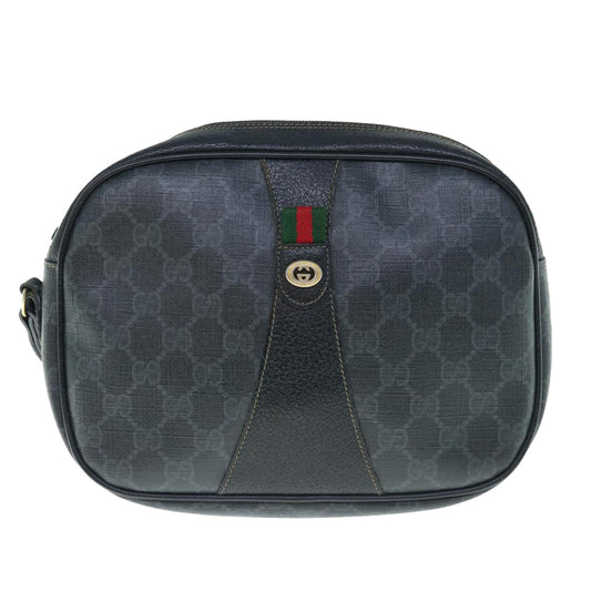 GUCCI GG Supreme Web Sherry Line Clutch Bag Black Red 89 01 034 th4490