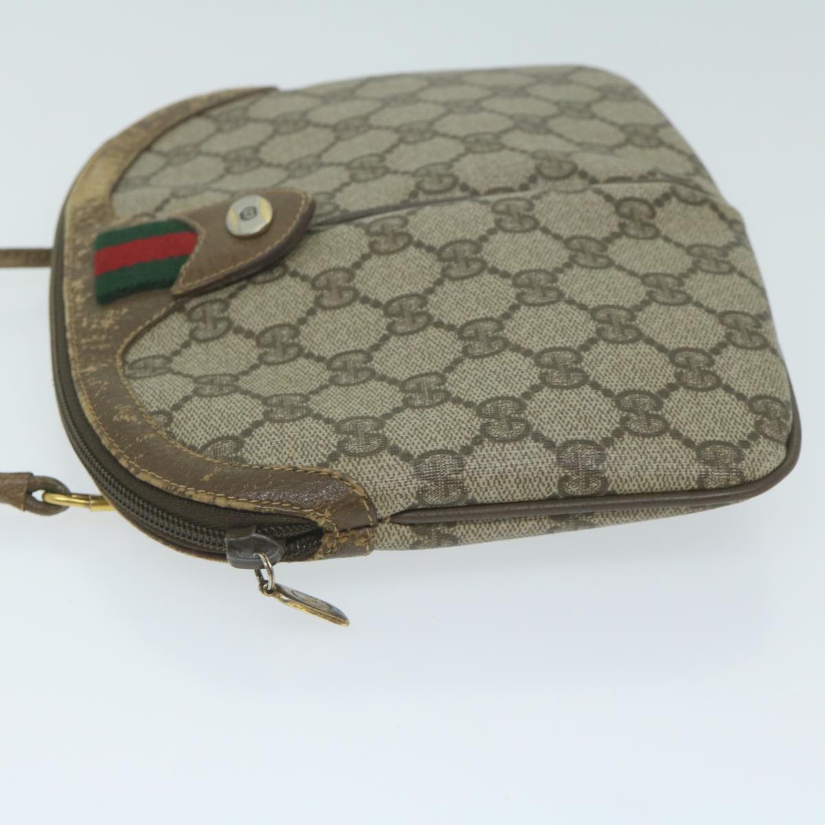 GUCCI GG Supreme Web Sherry Line Shoulder Bag Beige Red 98 02 047 th4497
