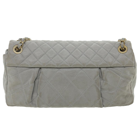 Luxury Chanel Lamb Skin Matelasse Double Chain Shoulder Bag Gray CC am1097g