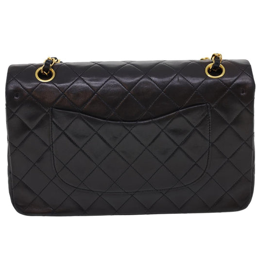CHANEL Classic Matelasse 25 Chain Flap Shoulder Bag Lamb Skin Black hs649A