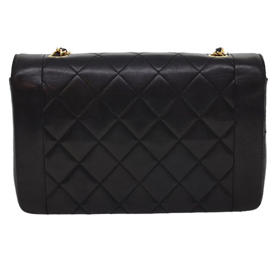 Luxury Chanel Chain Turn Lock Diana Matelasse Shoulder Bag Lamb Skin Black rz036A