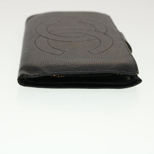 Luxury Chanel Long Wallet Caviar Skin Black CC ti1128