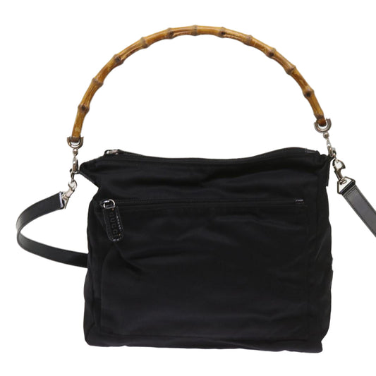GUCCI Bamboo Hand Bag Nylon 2way Black 000 2404 0509 1499