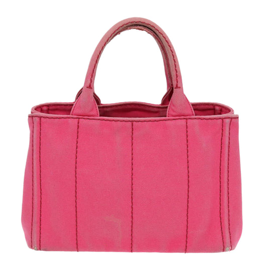 Luxury Prada Canapa PM Hand Bag Canvas 2way Pink Gold ti1943