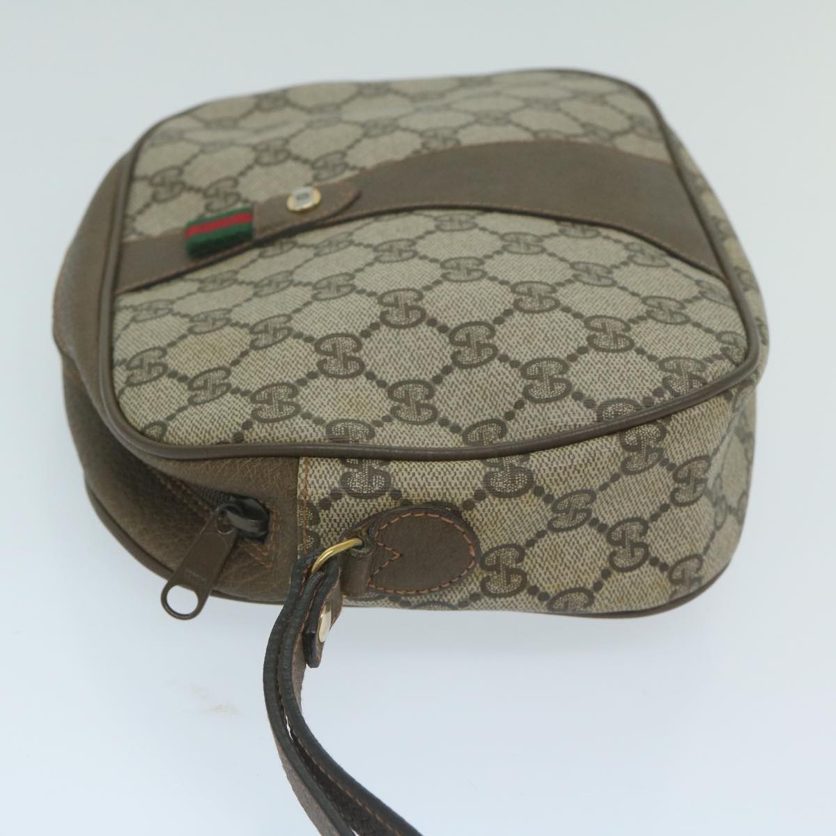 GUCCI Web Sherry Line GG Supreme Clutch Bag Beige Red 89 01 034 10095